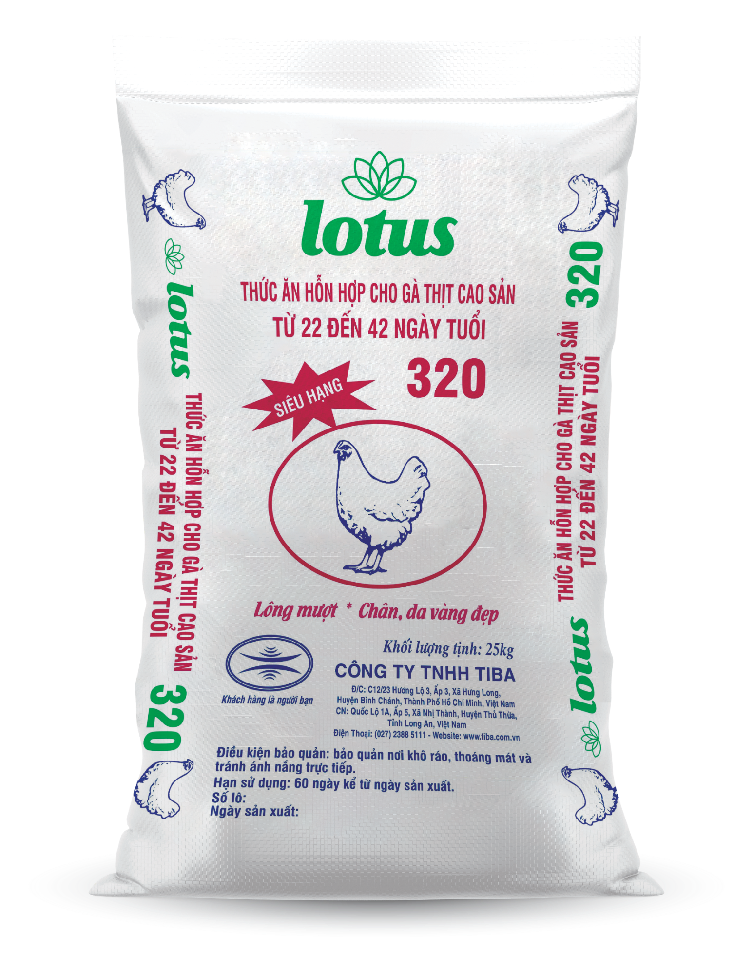 THỨC ĂN HỐN HỢP CHO GÀ THỊT TỪ 22 ĐẾN 42 NGÀY TUỔI